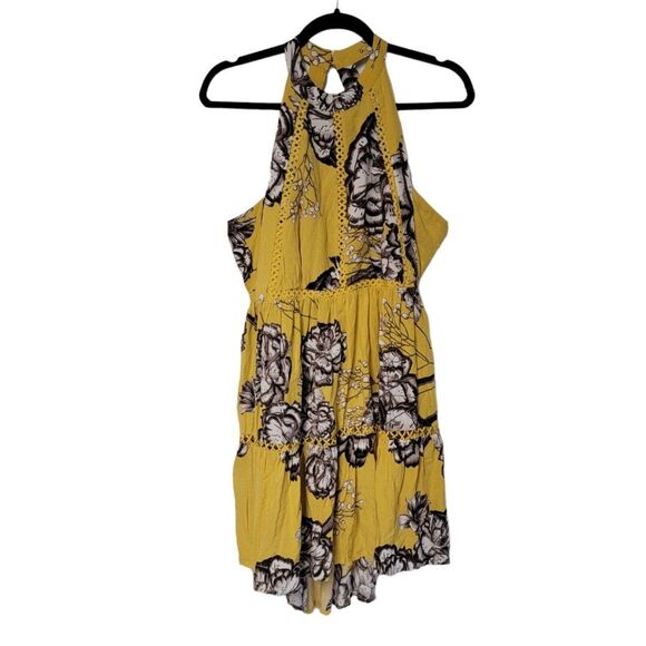 JAASE Golden Lilly Sun Dress‎ Sz M Yellow Floral Open Back Boho Summer - Picture 5 of 7